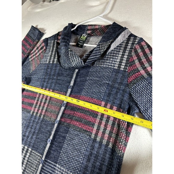 Pure Essence Plaid Cowl Neck Tunic Top Multicolored Blue Pink Size M Canada - Picture 5 of 6